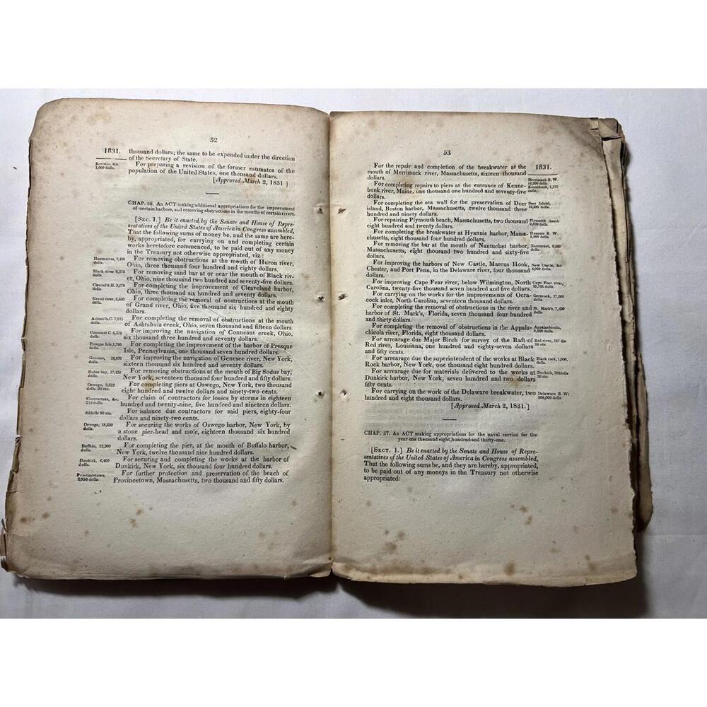 1831 Acts Congress Railroad Native American Treaty Patents Laws Andrew Jackson - Picture 3 of 8